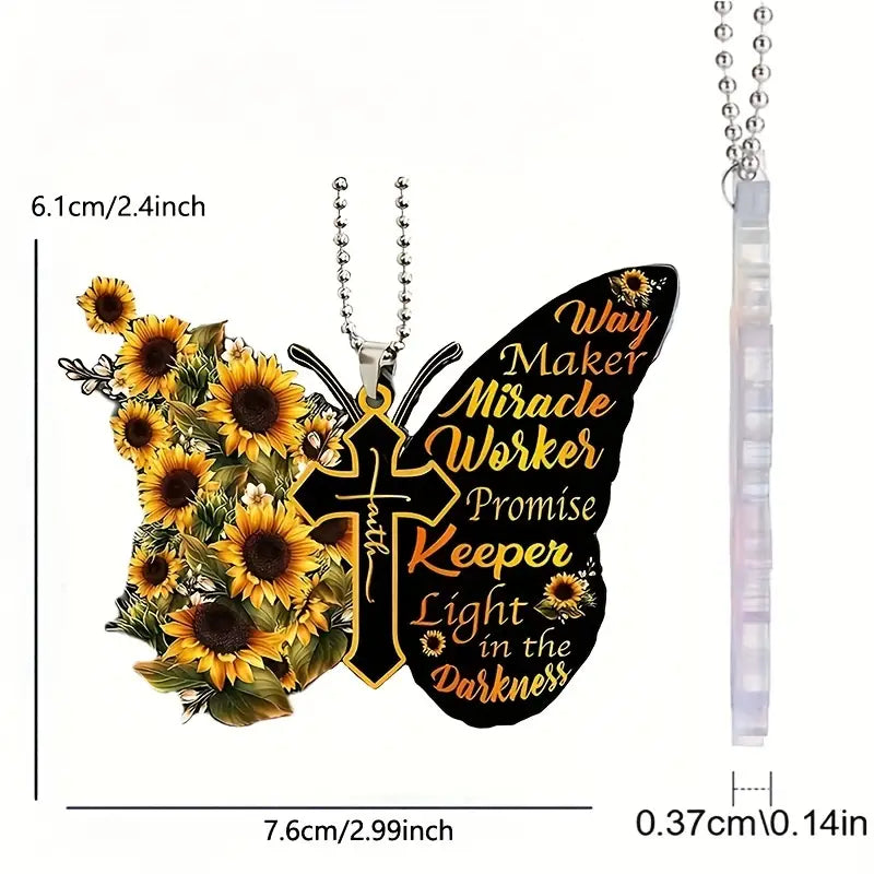 Christianartbag Ornament, Letter Butterfly Sunflower Ornament, Christmas Ornament, Christmas Gift, Personalized Ornament, CABOM01250923. - Christian Art Bag