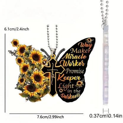 Christianartbag Ornament, Letter Butterfly Sunflower Ornament, Christmas Ornament, Christmas Gift, Personalized Ornament, CABOM01250923. - Christian Art Bag