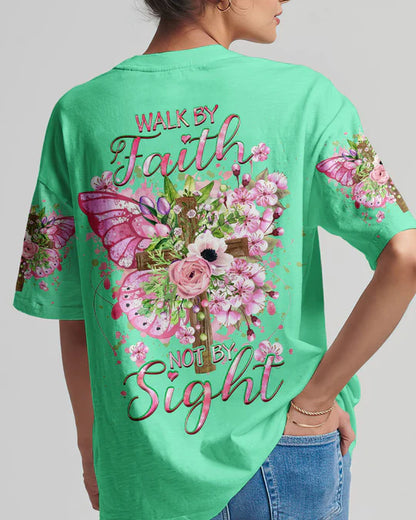 Christianartbag 3D T-Shirt For Women, Walk By Faith Not By Sight Women's All Over Print Shirt, Christian Shirt, Faithful Fashion, 3D Printed Shirts for Christian Women - Christian Art Bag