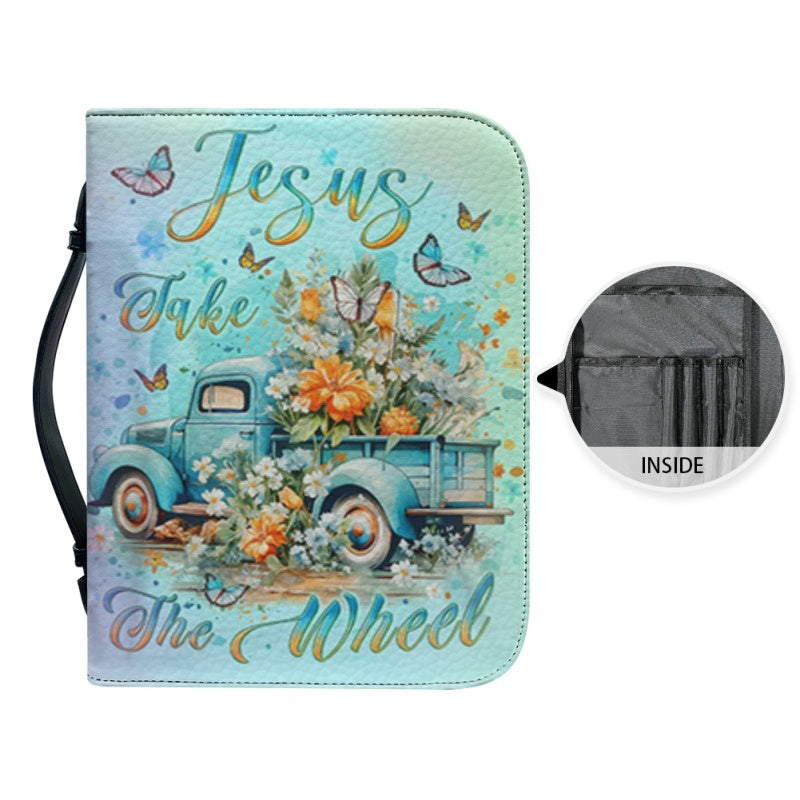 Christianartbag Bible Cover, jesus Take The Wheel Bible Cover, Personalized Bible Cover, Car Flower Bible Cover, Christian Gifts, CAB06090124. - Christian Art Bag