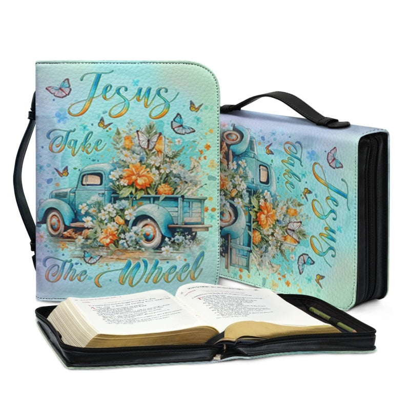 Christianartbag Bible Cover, jesus Take The Wheel Bible Cover, Personalized Bible Cover, Car Flower Bible Cover, Christian Gifts, CAB06090124. - Christian Art Bag