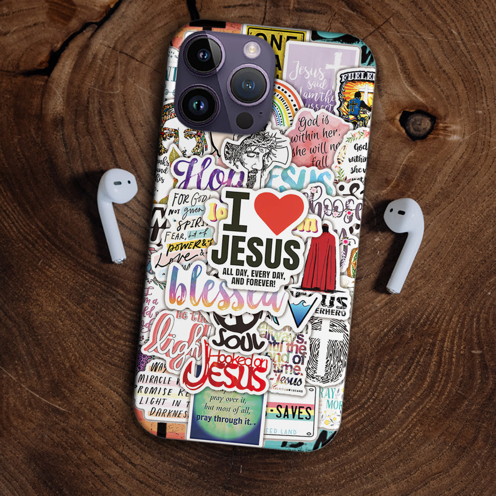 Christianartbag Phone Case, I Love Jesus All Day Sticker Phone Case, Personalized Phone Case, Christian Phone Case,  Jesus Phone Case,  Bible Verse Phone Case, CABPC06280723 - Christian Art Bag