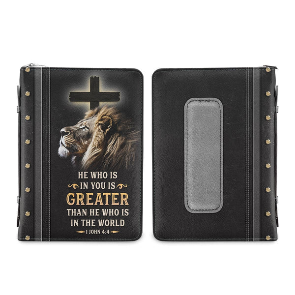 Christianart Bible Cover, He Who Is In You Is Greater Than He Who Is In The World 1 John 4:4, Personalized Gifts for Pastor, Gifts For Women, Gifts For Men. - Christian Art Bag