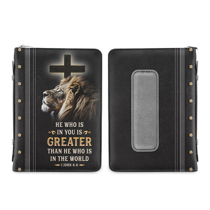 Christianart Bible Cover, He Who Is In You Is Greater Than He Who Is In The World 1 John 4:4, Personalized Gifts for Pastor, Gifts For Women, Gifts For Men. - Christian Art Bag