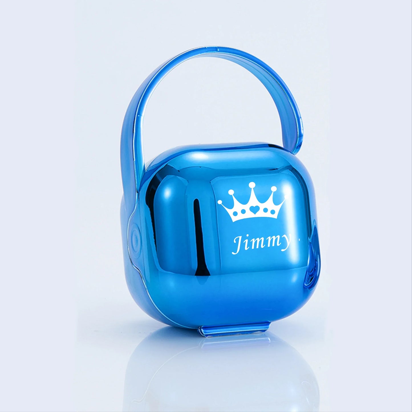 Personalized Silver Metallic Bling Pacifier Box & Clip – BPA-Free | Luxury Baby Shower Gift | CHRISTIANARTBAG