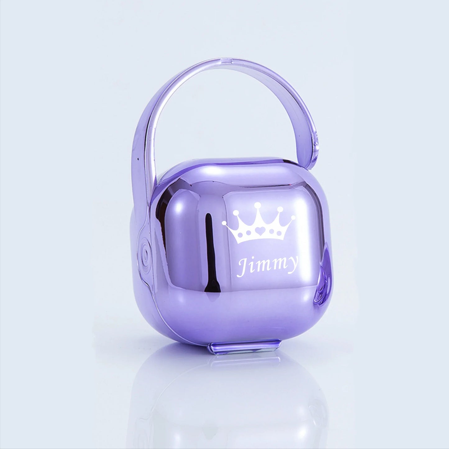 Personalized Silver Metallic Bling Pacifier Box & Clip – BPA-Free | Luxury Baby Shower Gift | CHRISTIANARTBAG