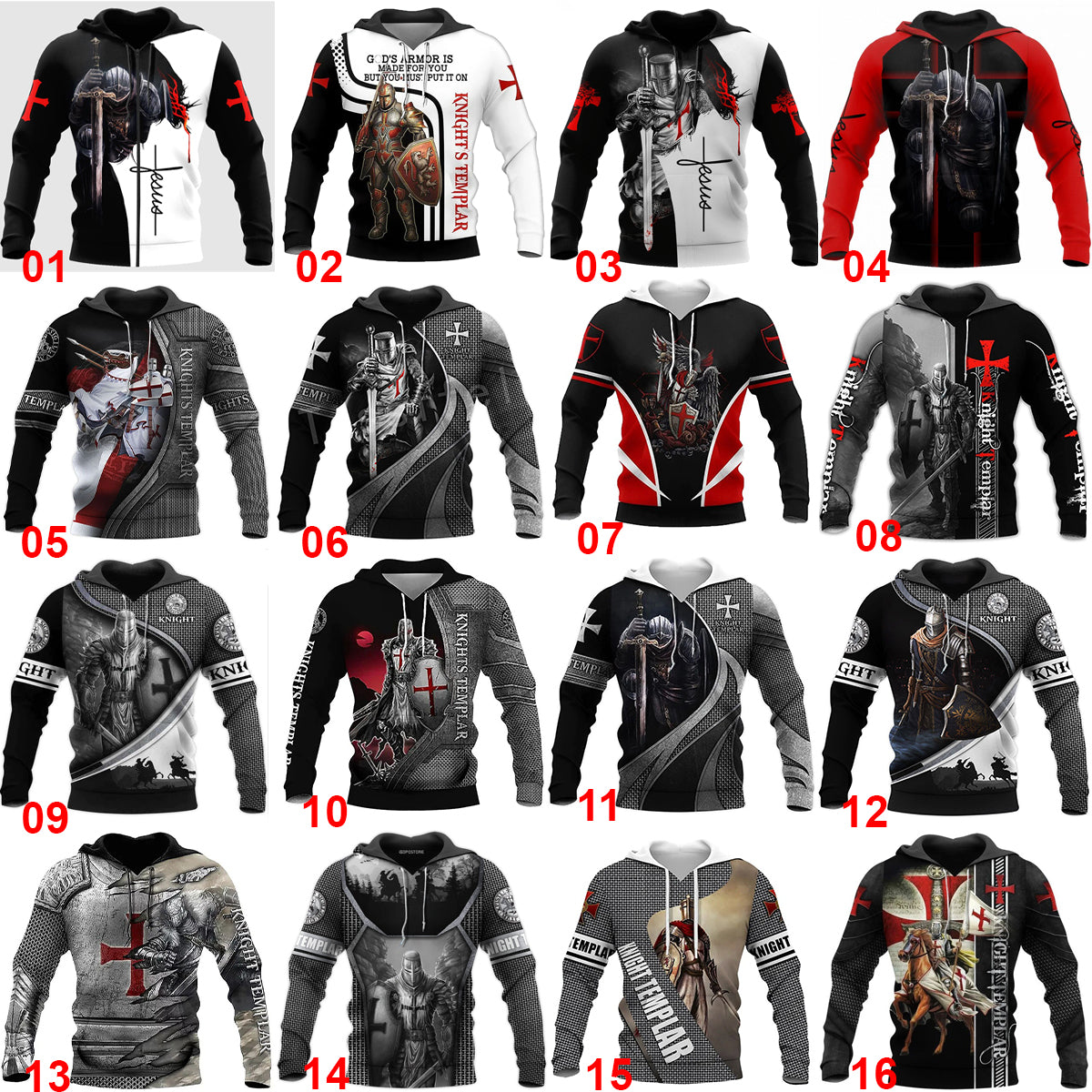 Christianartbag Clothing, Knight Templar Armor Jesus God Guard, Christian 3D T-Shirt, Christian 3D Hoodie, Christian 3D Sweater, Unisex 3D T-Shirt. - Christian Art Bag