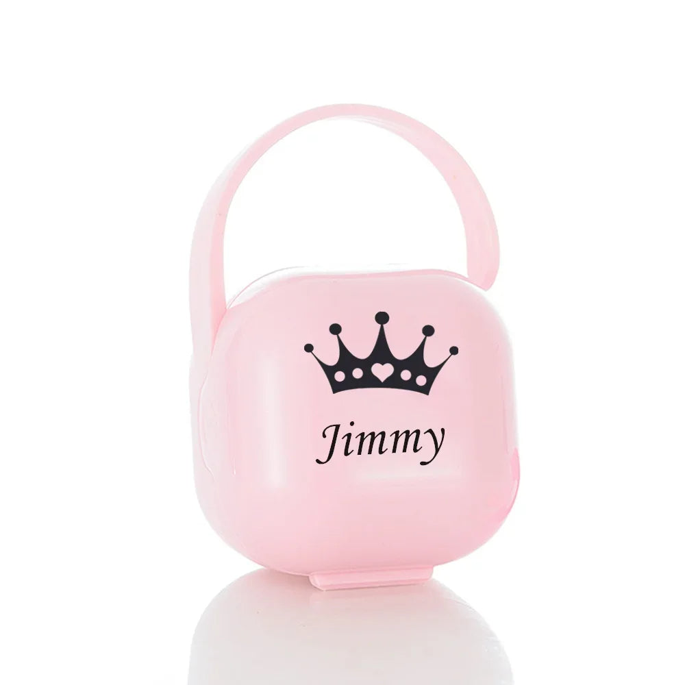 Personalized Silver Metallic Bling Pacifier Box & Clip – BPA-Free | Luxury Baby Shower Gift | CHRISTIANARTBAG