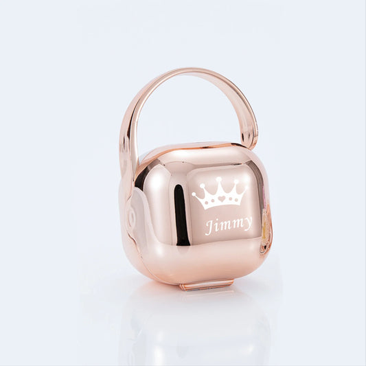 Personalized Silver Metallic Bling Pacifier Box & Clip – BPA-Free | Luxury Baby Shower Gift | CHRISTIANARTBAG