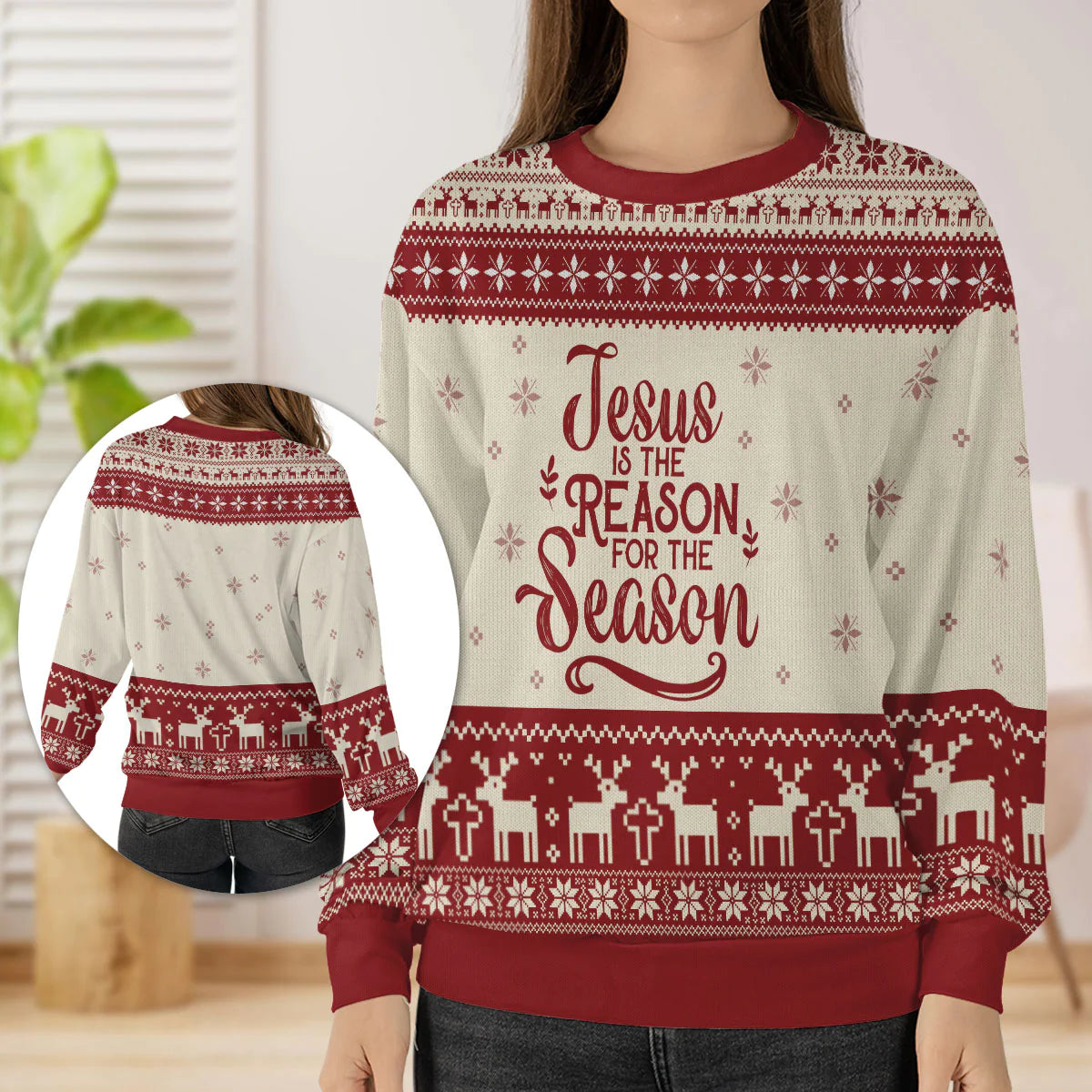 Christianartbag 3D Sweater, Jesus Is The Reason For The Season, Unisex Sweater, Christmas Gift. - Christian Art Bag