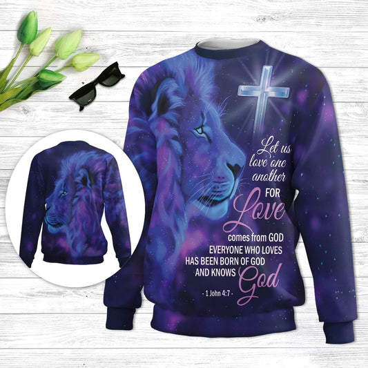 Christianartbag 3D Sweater, For Love Comes From God Lion & Cross, Unisex Sweater, Christmas Gift. - Christian Art Bag