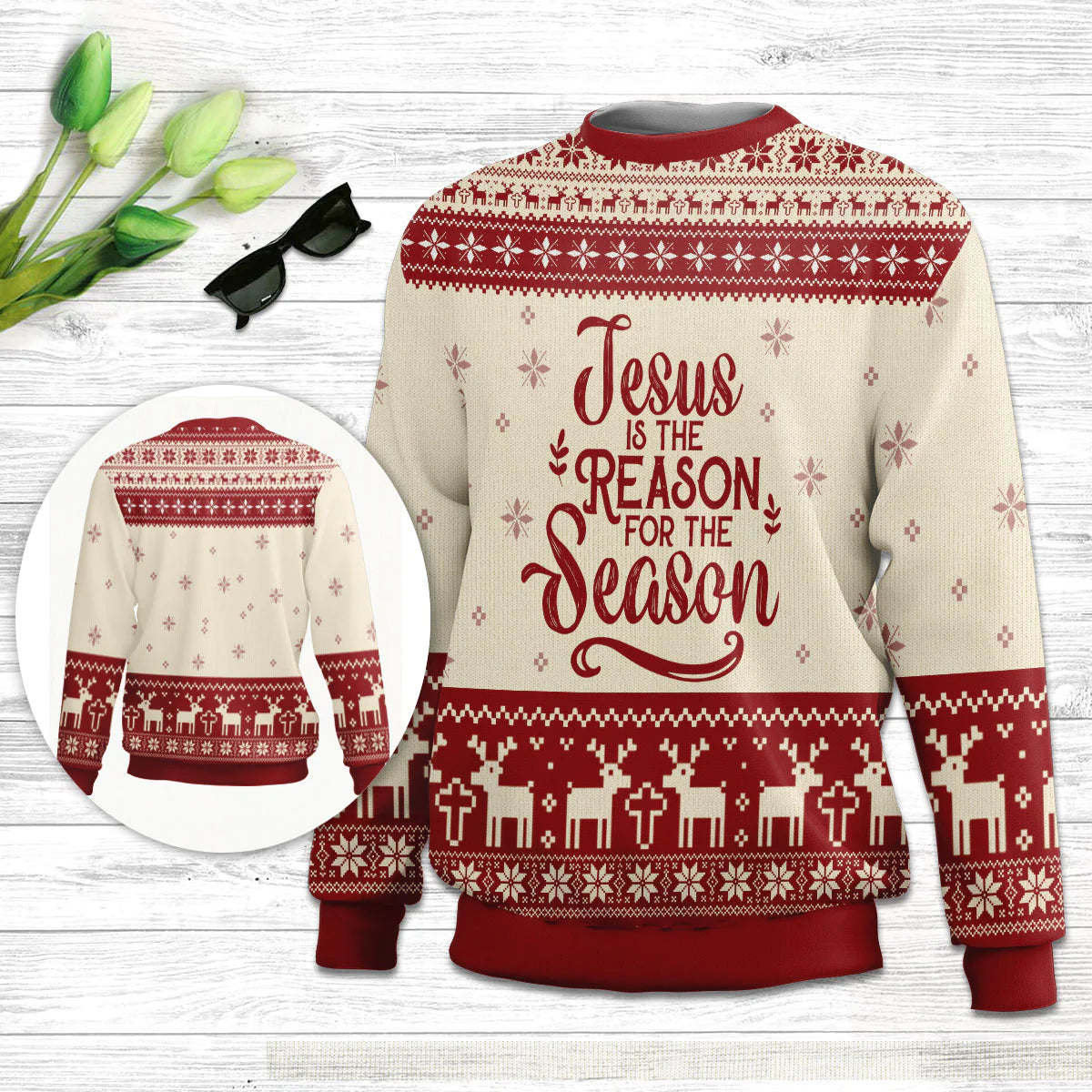 Christianartbag 3D Sweater, Jesus Is The Reason For The Season, Unisex Sweater, Christmas Gift. - Christian Art Bag