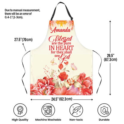 Christianartbag Apron, Blessed Are The Pure In Heart Flower And Butterfly Matthew 5:8, Apron for Women, Gift For Women, Christmas Gift, - Christian Art Bag