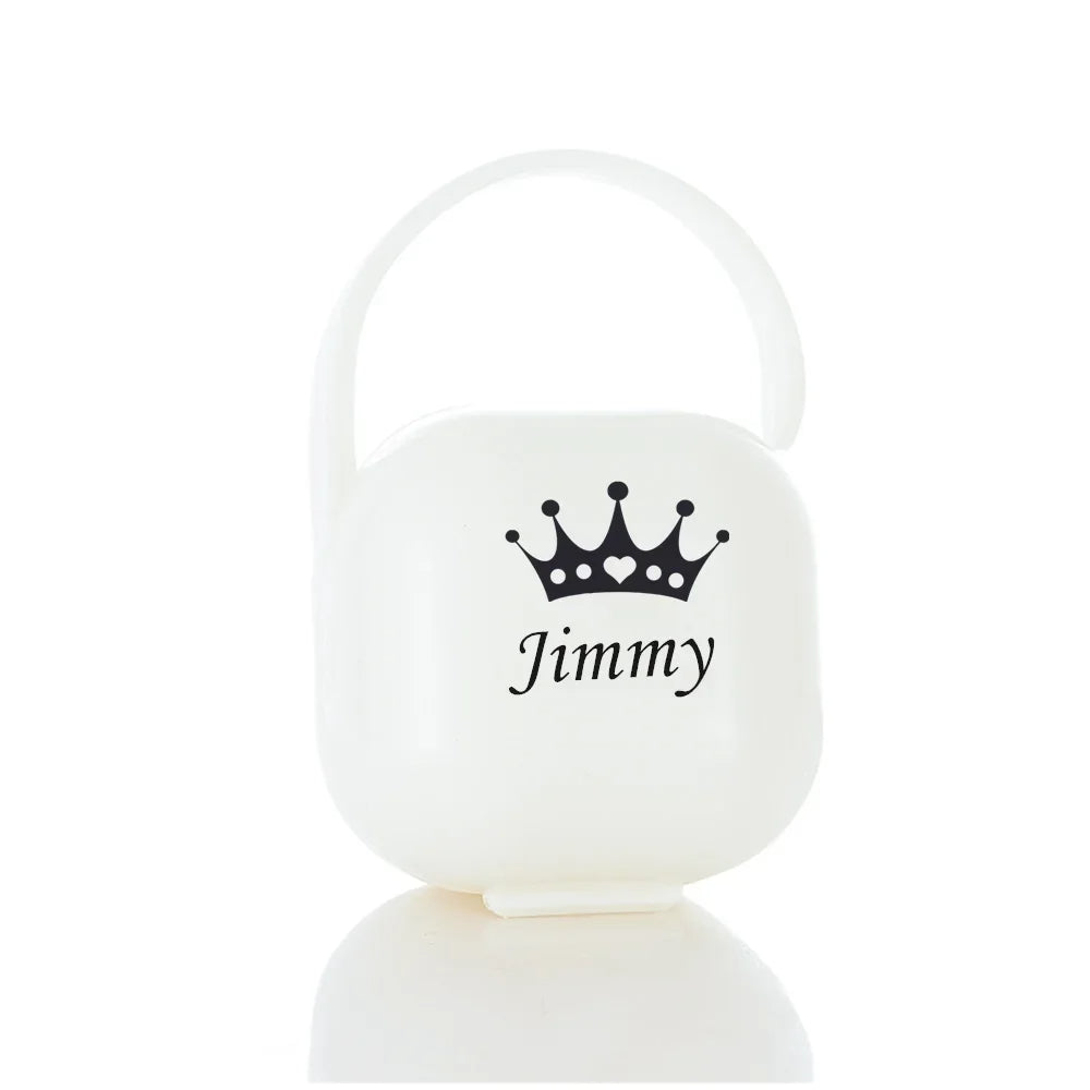 Personalized Silver Metallic Bling Pacifier Box & Clip – BPA-Free | Luxury Baby Shower Gift | CHRISTIANARTBAG