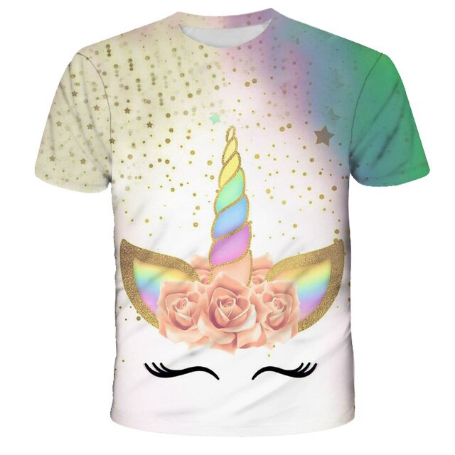 HPSP Shirt, Custom Birthday Shirt, Girls T Shirt Kids Children Unicorn Tshirt Short Sleeves Summer Clothes Print Cartoon Tee White Yellow Pink Color Child Clothing - Christian Art Bag