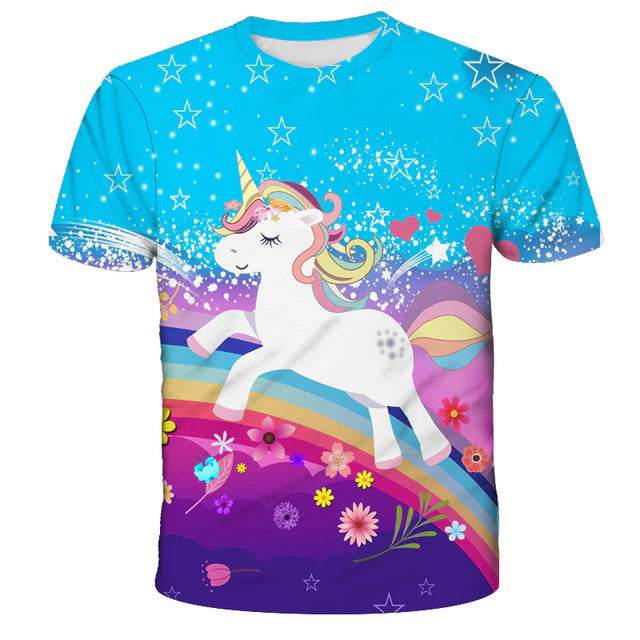 HPSP Shirt, Custom Birthday Shirt, Girls T Shirt Kids Children Unicorn Tshirt Short Sleeves Summer Clothes Print Cartoon Tee White Yellow Pink Color Child Clothing - Christian Art Bag
