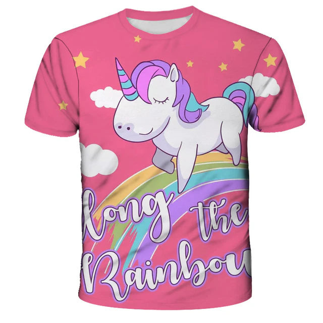 HPSP Shirt, Custom Birthday Shirt, Girls T Shirt Kids Children Unicorn Tshirt Short Sleeves Summer Clothes Print Cartoon Tee White Yellow Pink Color Child Clothing - Christian Art Bag