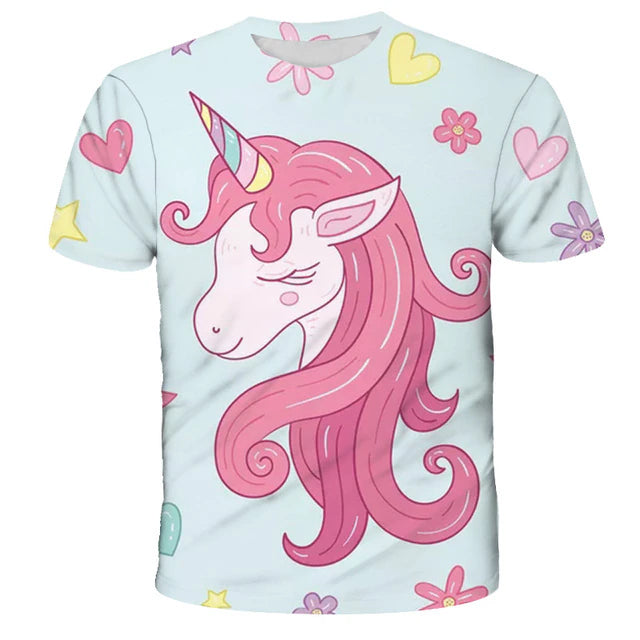 HPSP Shirt, Custom Birthday Shirt, Girls T Shirt Kids Children Unicorn Tshirt Short Sleeves Summer Clothes Print Cartoon Tee White Yellow Pink Color Child Clothing - Christian Art Bag