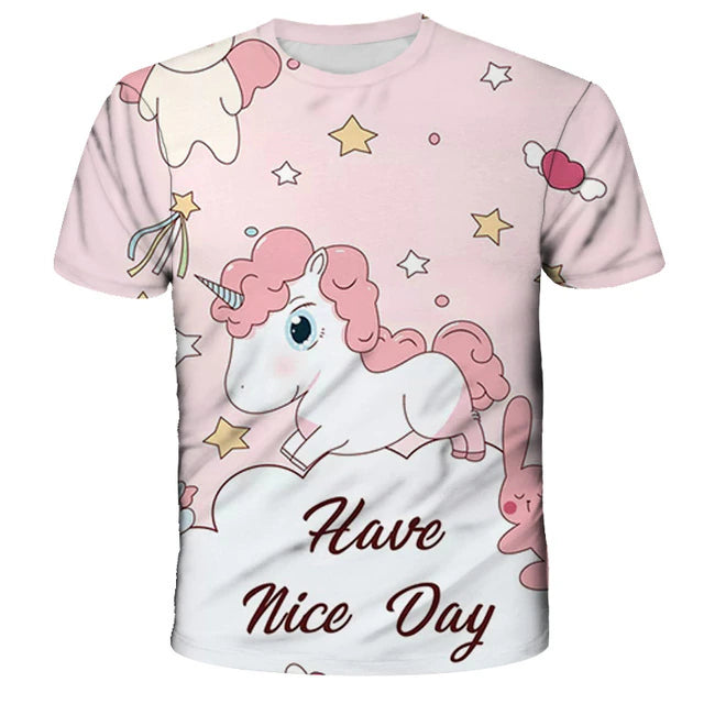 HPSP Shirt, Custom Birthday Shirt, Girls T Shirt Kids Children Unicorn Tshirt Short Sleeves Summer Clothes Print Cartoon Tee White Yellow Pink Color Child Clothing - Christian Art Bag