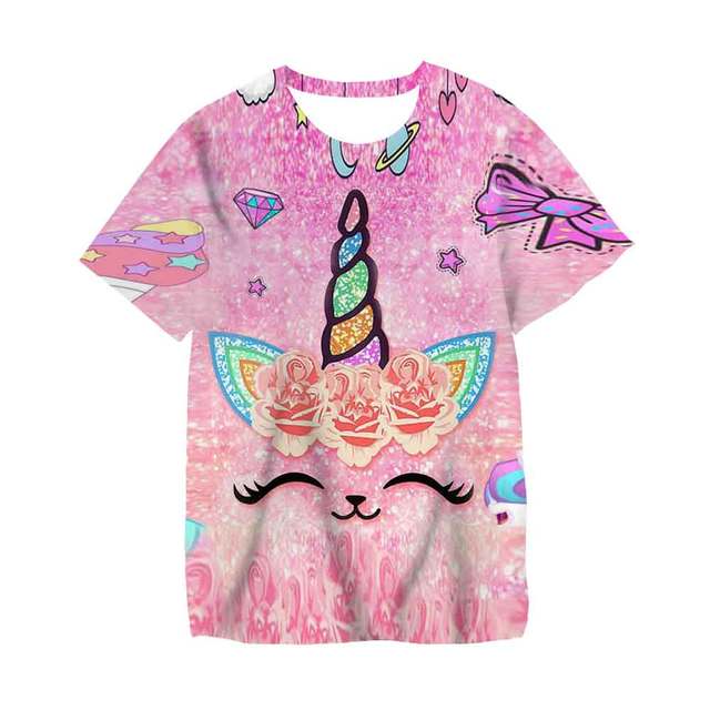HPSP Shirt, Custom Birthday Shirt, Girls T Shirt Kids Children Unicorn Tshirt Short Sleeves Summer Clothes Print Cartoon Tee White Yellow Pink Color Child Clothing - Christian Art Bag