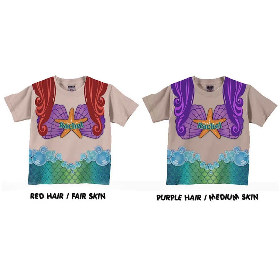 Personalized 3D Shirt For Kids, Girls Mermaid Shirt, Personalized Mermaid Birthday T-Shirt, Little Mermaid Shirt, Personalized Mermaid T-Shirt, Mermaid Costume - Christian Art Bag