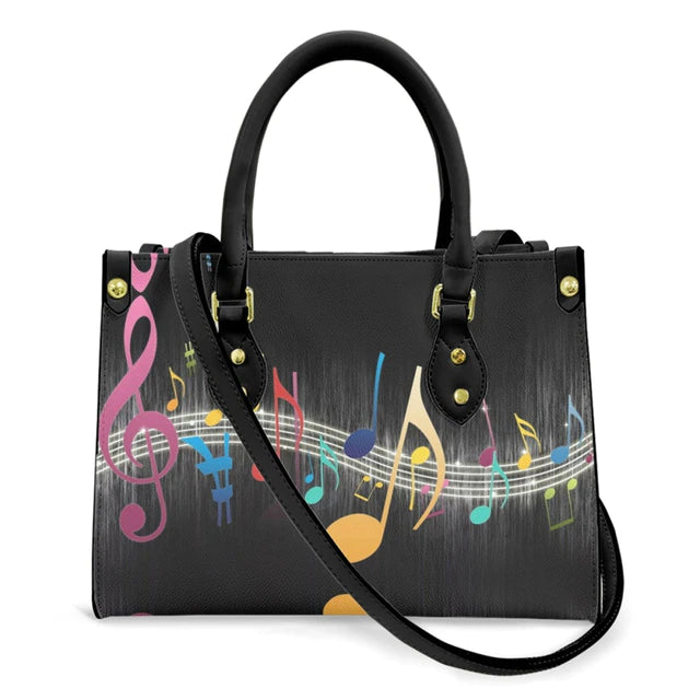 Gifts For Women, Piano Music Notes Pattern Luxury Designer Shoulder Bag Pu Leather Handbags Women High Quality Crossbody Bags Female. - Christian Art Bag