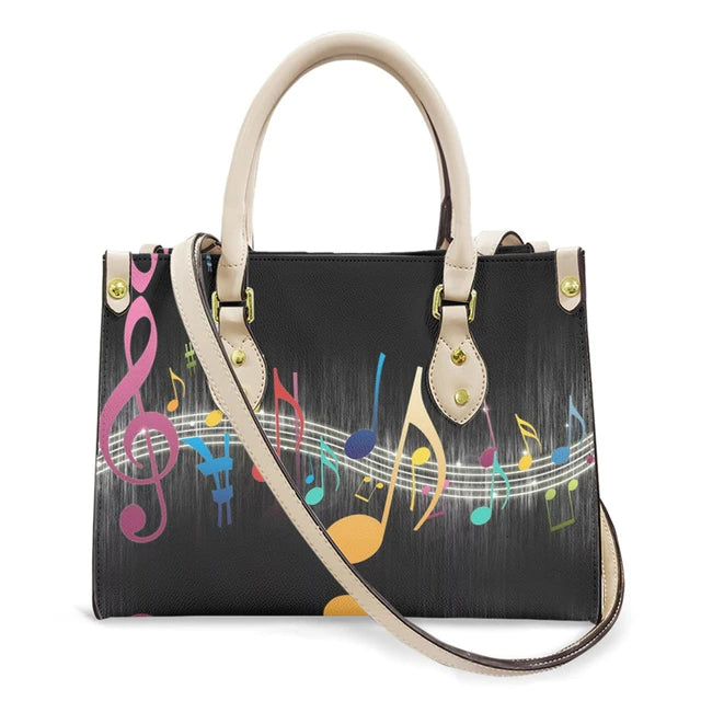 Gifts For Women, Piano Music Notes Pattern Luxury Designer Shoulder Bag Pu Leather Handbags Women High Quality Crossbody Bags Female. - Christian Art Bag