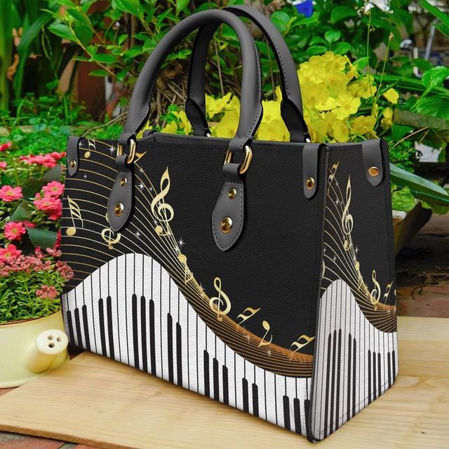 Gifts For Women, Piano Music Notes Pattern Luxury Designer Shoulder Bag Pu Leather Handbags Women High Quality Crossbody Bags Female. - Christian Art Bag