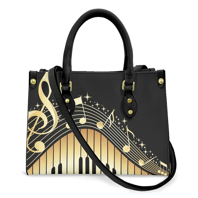 Gifts For Women, Piano Music Notes Pattern Luxury Designer Shoulder Bag Pu Leather Handbags Women High Quality Crossbody Bags Female. - Christian Art Bag