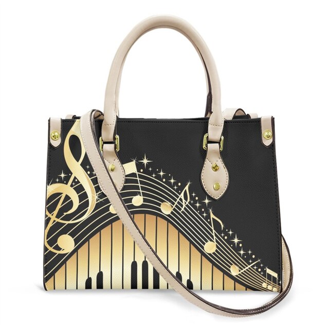 Gifts For Women, Piano Music Notes Pattern Luxury Designer Shoulder Bag Pu Leather Handbags Women High Quality Crossbody Bags Female. - Christian Art Bag