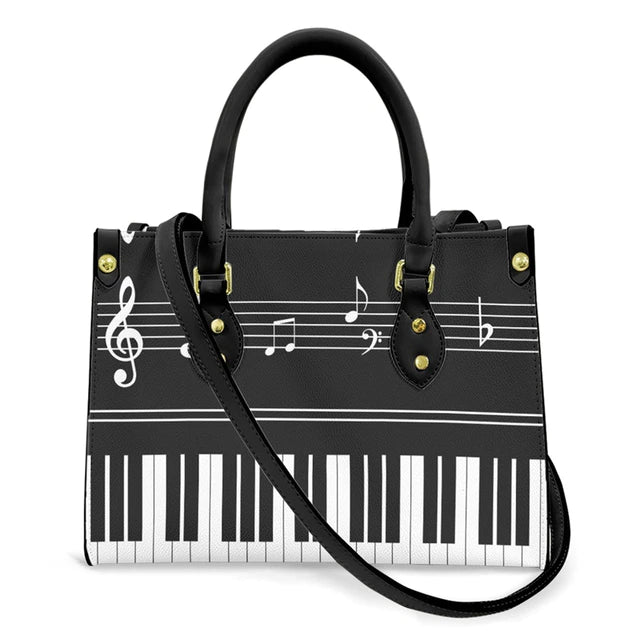 Gifts For Women, Piano Music Notes Pattern Luxury Designer Shoulder Bag Pu Leather Handbags Women High Quality Crossbody Bags Female. - Christian Art Bag