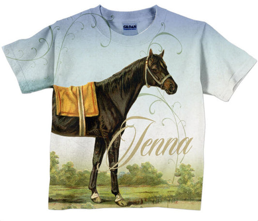 Girls Horse T-Shirt, Personalized Equestrian Shirt, Top, Children's Clothing - Christian Art Bag