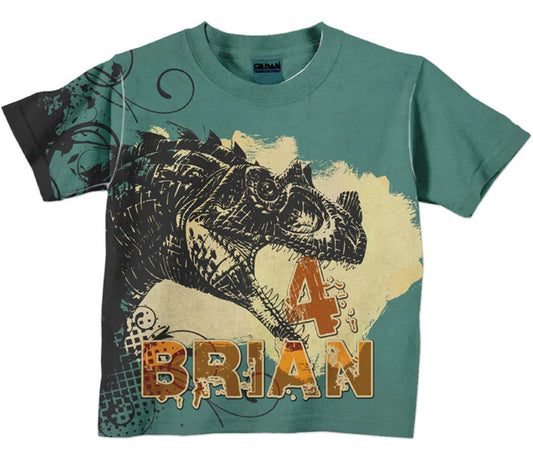 Personalized Dinosaur Clothing, Boys T-Rex Shirt, T-Rex Dinosaur Birthday Shirt, Dino T-Shirt, Boys Top - Christian Art Bag