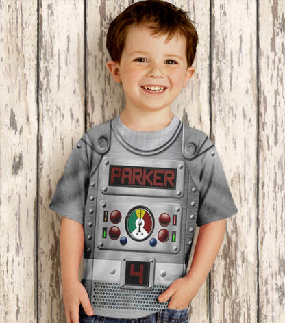 Personalized Robot Shirt, Boys Retro Robot Birthday Shirt, Robot Costume T-Shirt, Boy's Top - Christian Art Bag